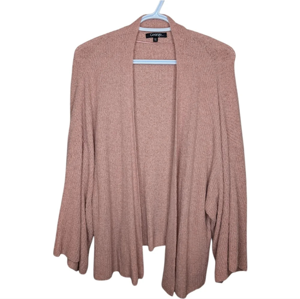 George Dusty Pink Rose 3/4 Flowy Sleeve Open Front Cardigan XXL
